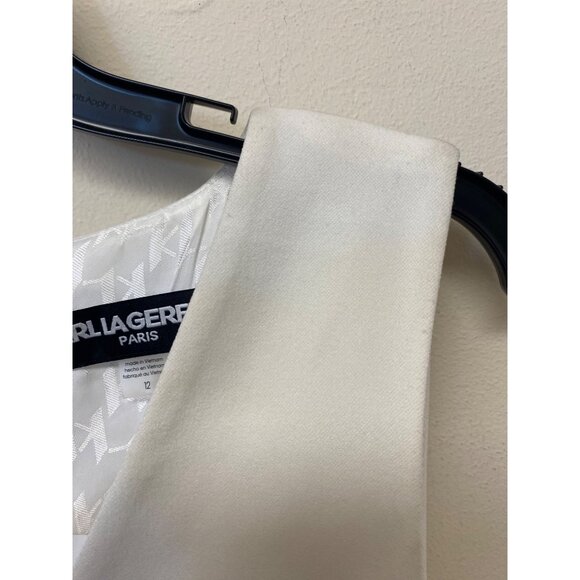 Karl Lagerfled Paris Womens Scuba Crepe Belted Jumpsuit White Size 12 Defected - Picture 4 of 7